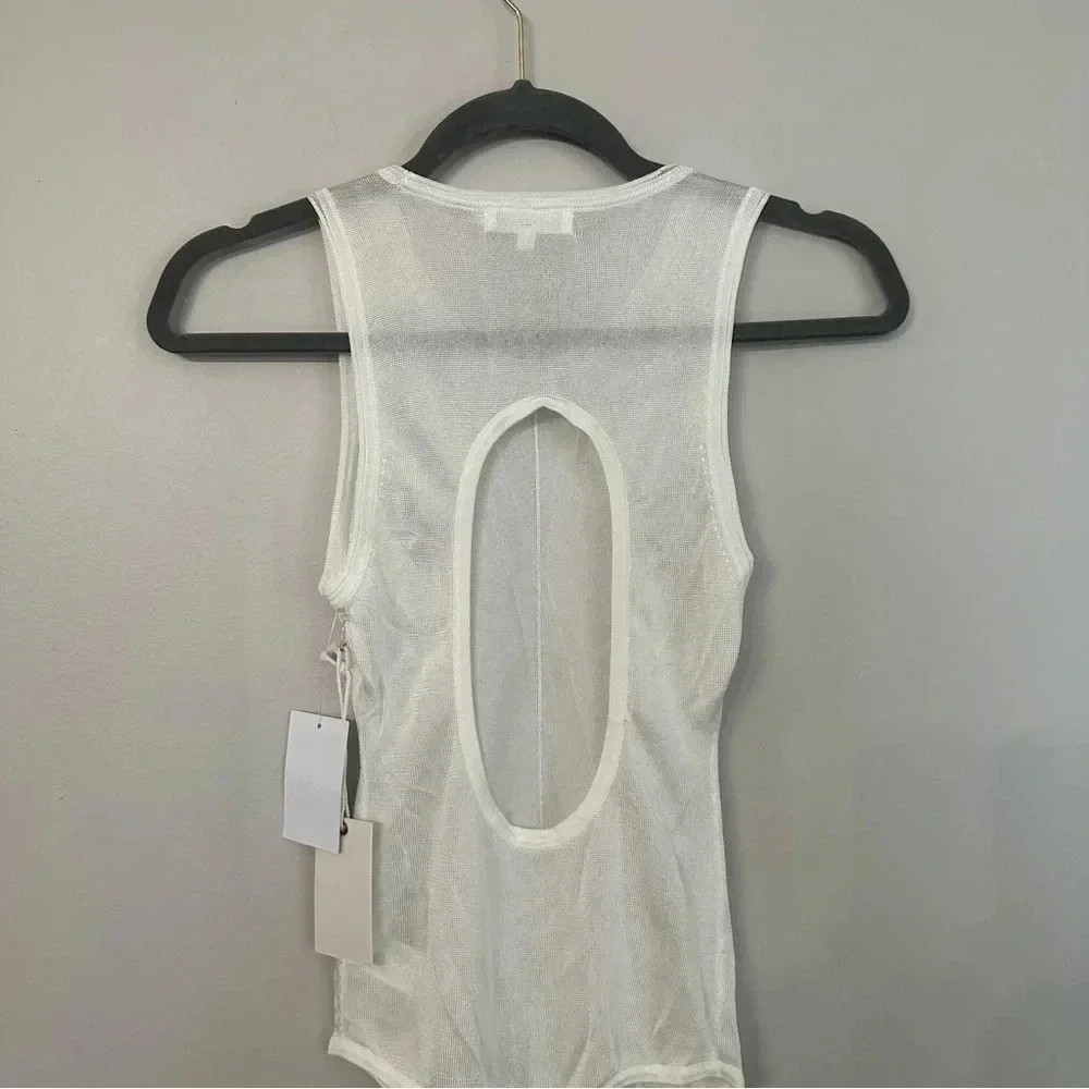Good American Extreme Sheer Thong Bodysuit in White Sz 0 XS NWT